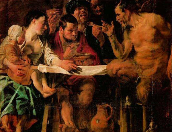 JORDAENS, Jacob : The Satyr and the Peasant